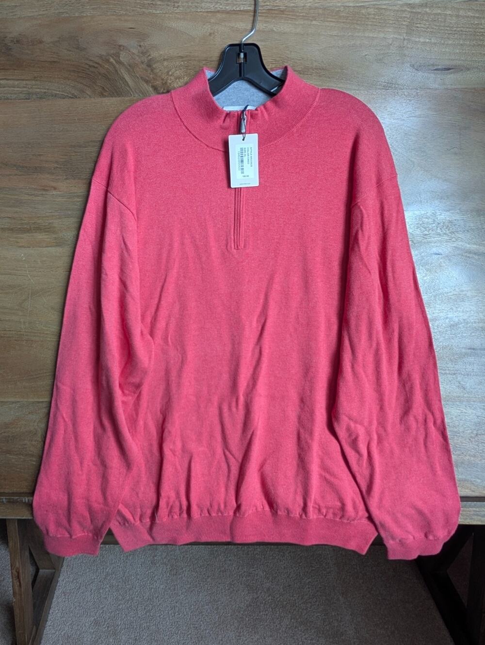 Peter Millar Crown Sweatshirt Mens XL Coral Red Long Sleeve 1/4 Zip MS23S25 NWT - Picture 1 of 4